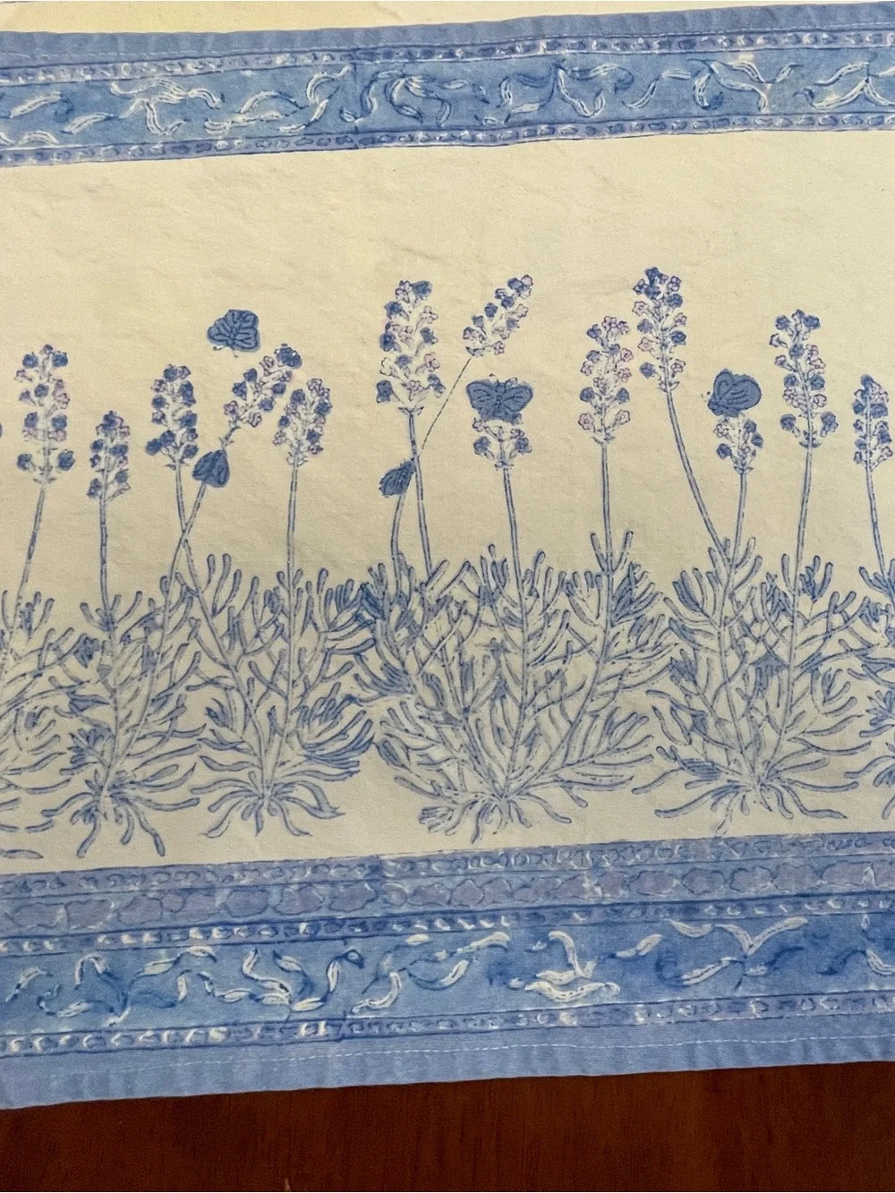 Placemat & Napkin Set Blue, White & Pink Indian Block Floral Set 10 Pieces